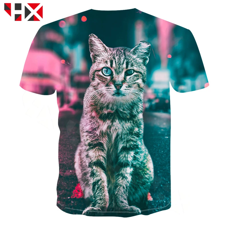 HX новая футболка с забавными животными волком Harajuku прерии летние футболки 3D