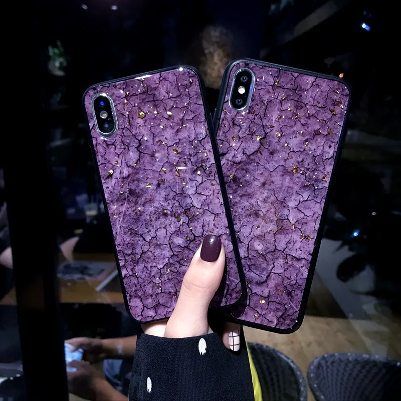 Роскошный блестящий золотой чехол из фольги для iPhone X XS Max XR мраморный телефона 7 8 6