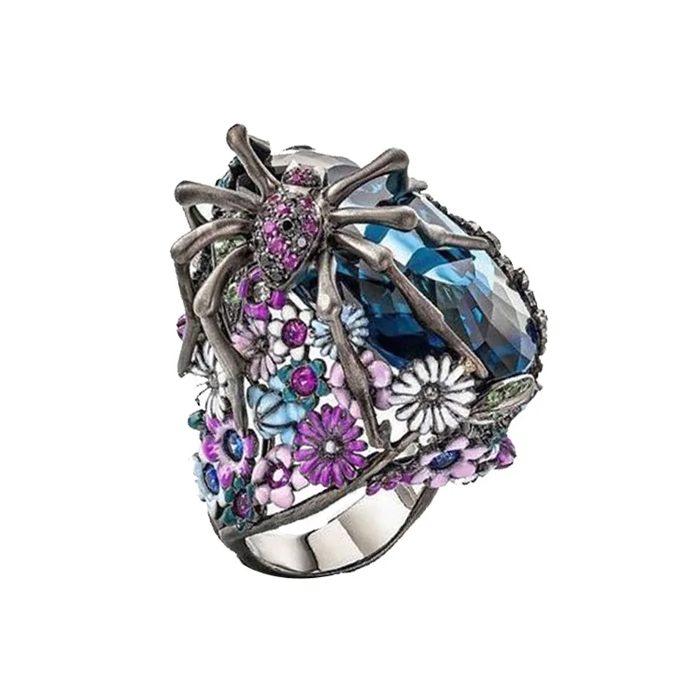 2019 модное турецкое женское серебряное кольцо ручной работы с цветком пауком