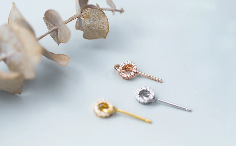 Корейский простой стиль с кристаллами серьги 925 пробы серебро полые уха Jewelry вечерние аксессуары подарок круг серьги