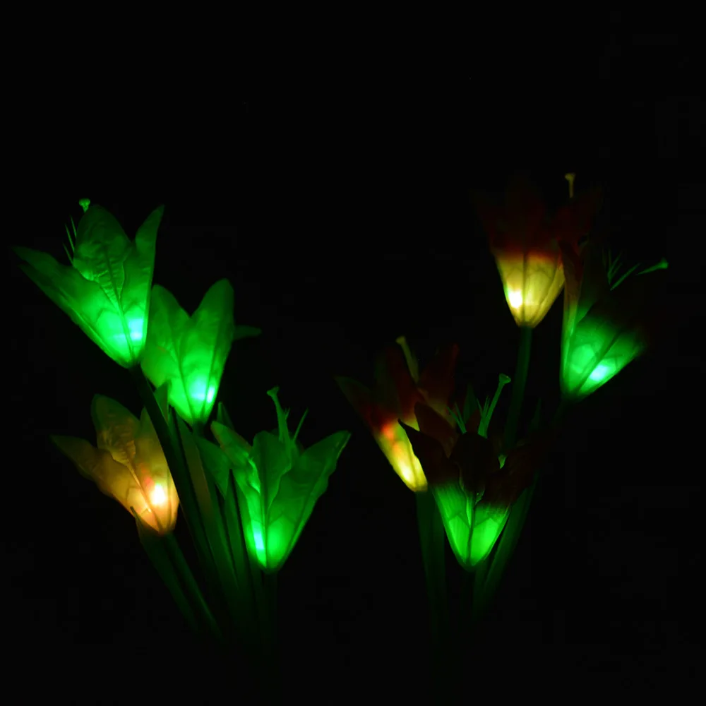 

HQXING Outdoor Solar Garden Stake Lights Lily Flower Lights Multi-color Changing LED Decorative Light for Garden Patio Backyard