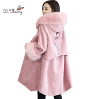 autumn winter women outerwear 2019 new medium long female wool jacket hooded high grade loose ladies woolen coat qw032