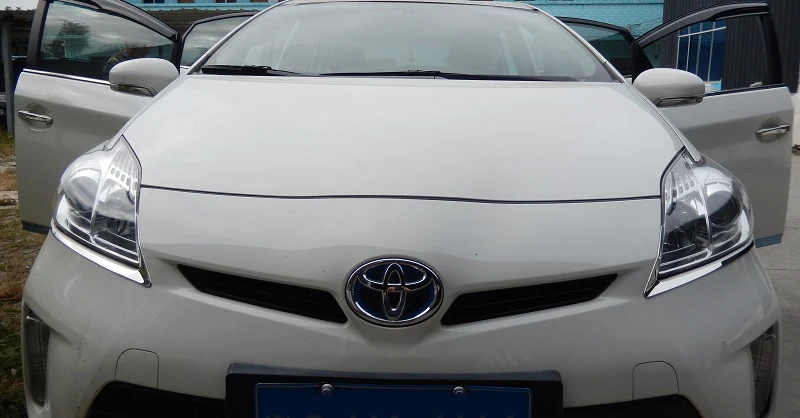 Нержавеющая сталь спереди бровей фары крышка фар планки для Toyota Prius ZVW30 facelift 2012 2013