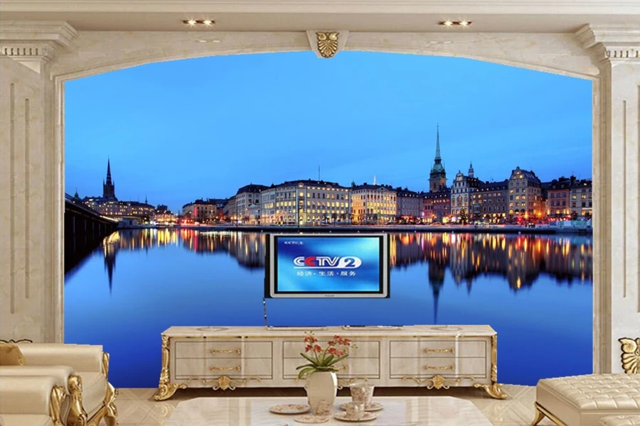 

Coast Houses Evening Sweden city wallpaper papel de parede, hotel room restaurant bar living room sofa TV wall bedroom 3d murals
