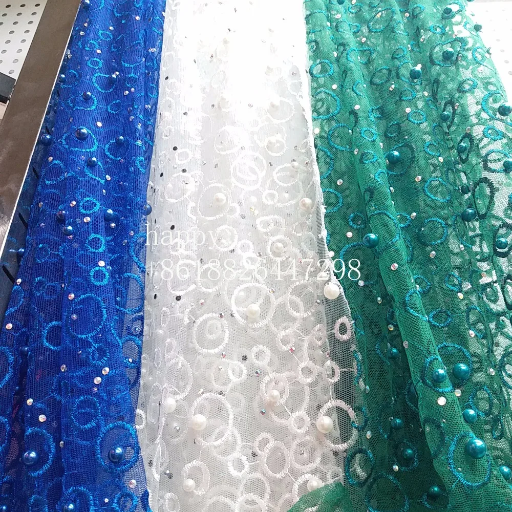 Новый дизайн металлические камни жемчуг Тяжелая вышивка свадебное