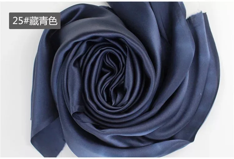 25 dark blue 19 мм чистая шелковая атласная ткань 114 см 44 дюйма Ширина Серебристый цвет 81 gsm для платья рубашки синий черный 1 м для тестирования образцов - Цвет: 25 dark blue