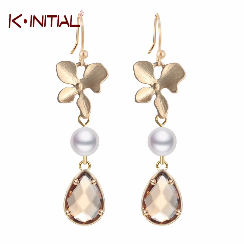 Серьги подвески с цветком орхидеи и жемчугом|earrings for|drop earringsearrings fashion |