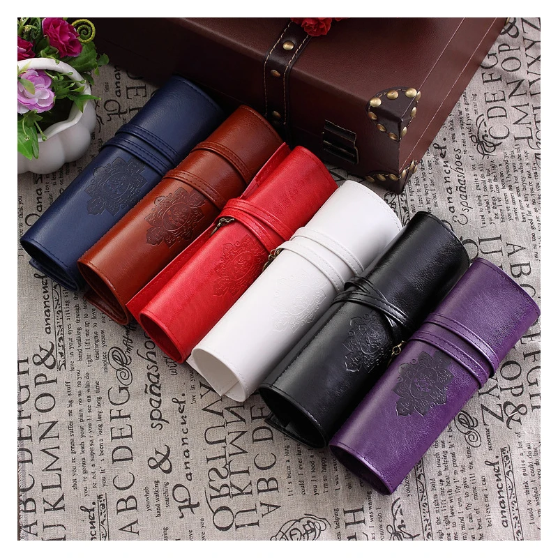 Бесплатная доставка кожаный бархатный пенал для ручек сумка карандашей