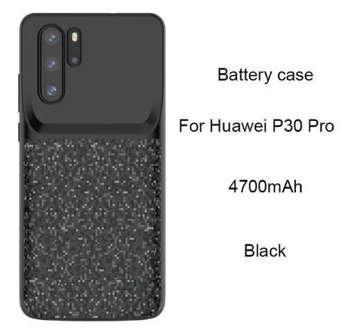 Новинка силиконовый Батарея Зарядное устройство чехол для huawei P20 P30 Lite Nova 3e Honor 10 8 9 зарядки задняя крышка внешнего Мощность банка - Цвет: p30 per -black