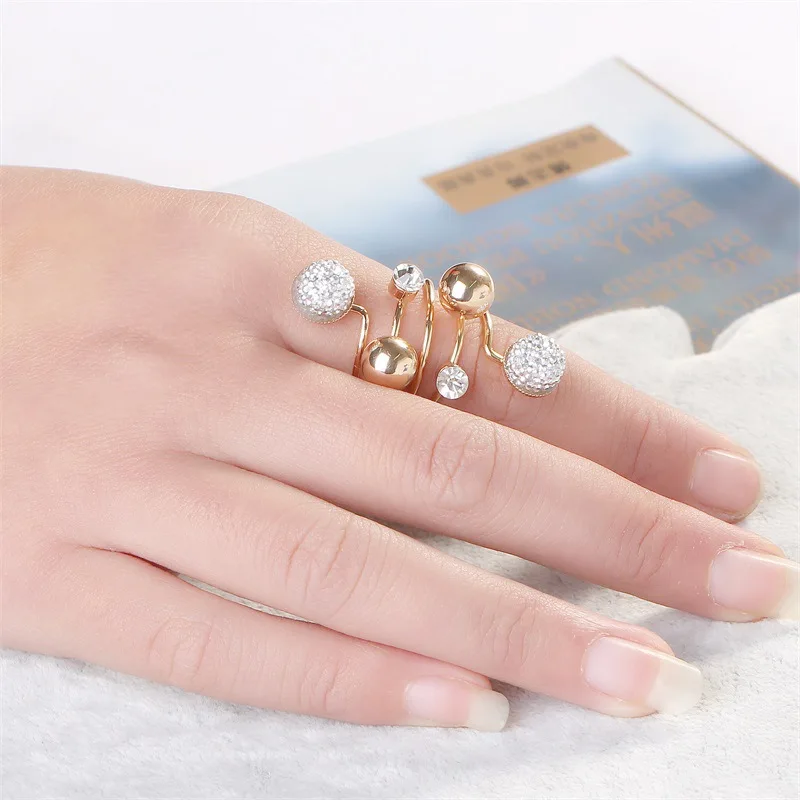 Регулируемые кольца для женщин anillos mujer Золотое и серебряное кольцо с двойным