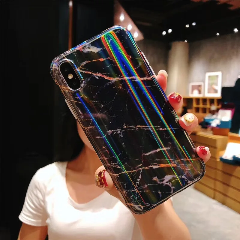 Чехол Aurora Laser Marble для iPhone X XR XS Max 7 8 Plus мягкий силиконовый чехол из ТПУ 6 6S |
