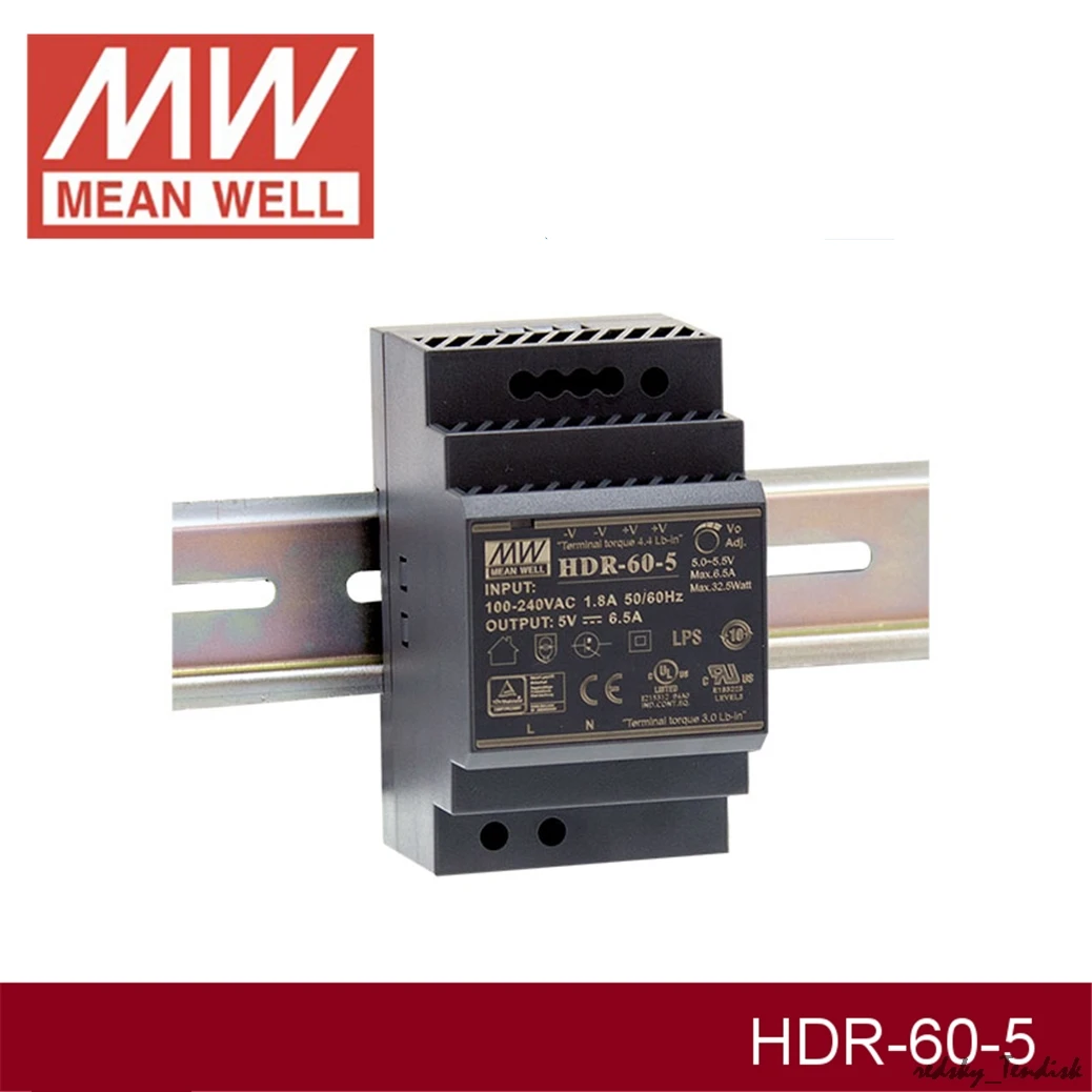 1 упаковка) Meanwell 60 Вт Промышленный DIN Rail источник питания DR-60-24V/5/12/15/48 1,25/2.5A 4/4. 5/6. 5A тонкий 91% высокая эффективность DR/MDR
