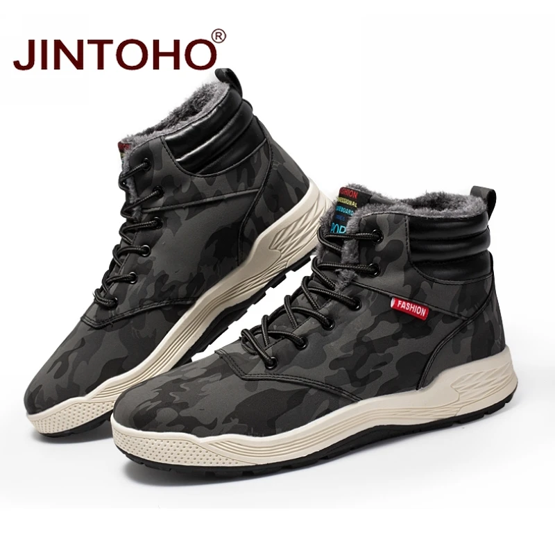 Супер теплые зимние мужские ботинки JINTOHO высококачественные водонепроницаемая