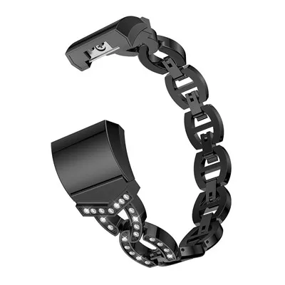 Черный Ремешок для часов Fitbit Charge 2 ремешок замена браслета из нержавеющей стали ремешки для Fitbit charge2 ремешки для часов со стразами - Цвет: Черный