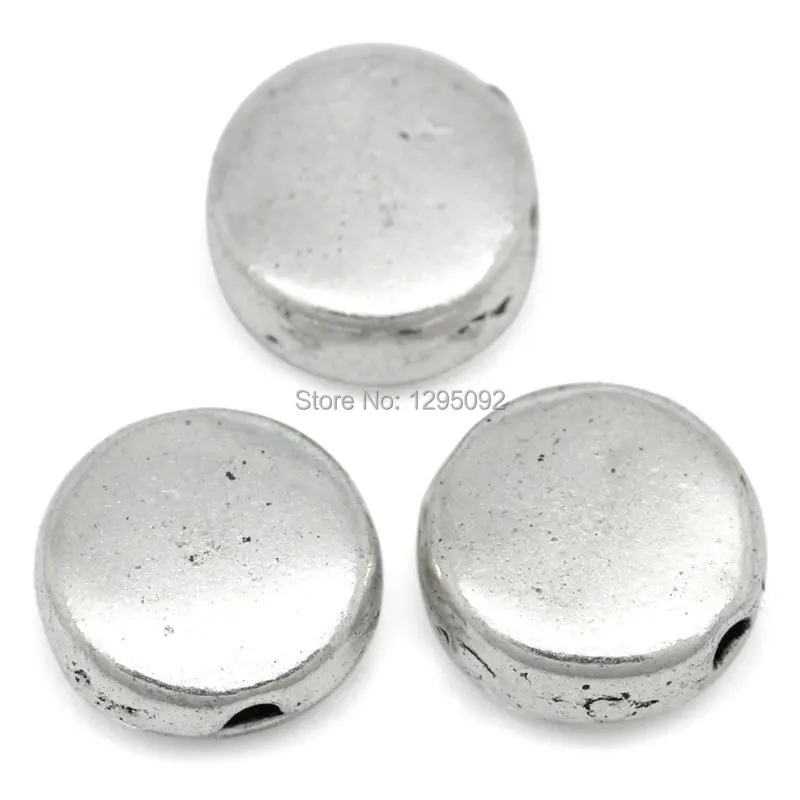 Разделительные бусины плоские круглые металлические серебристые фонарики