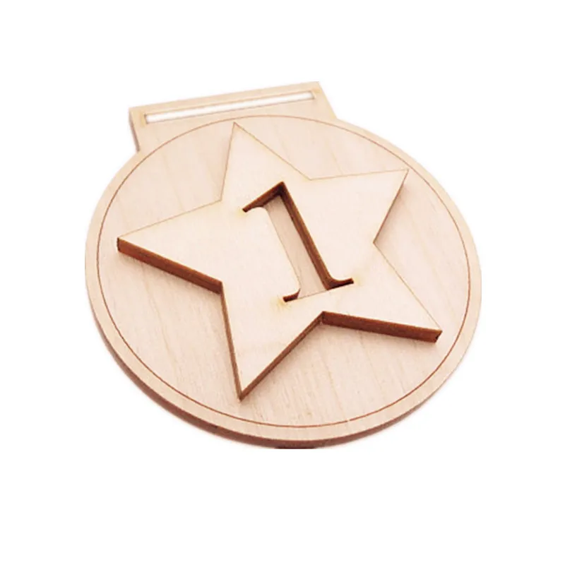 Деревянная медаль в форме лазерной резки индивидуальная деревянная пустая для