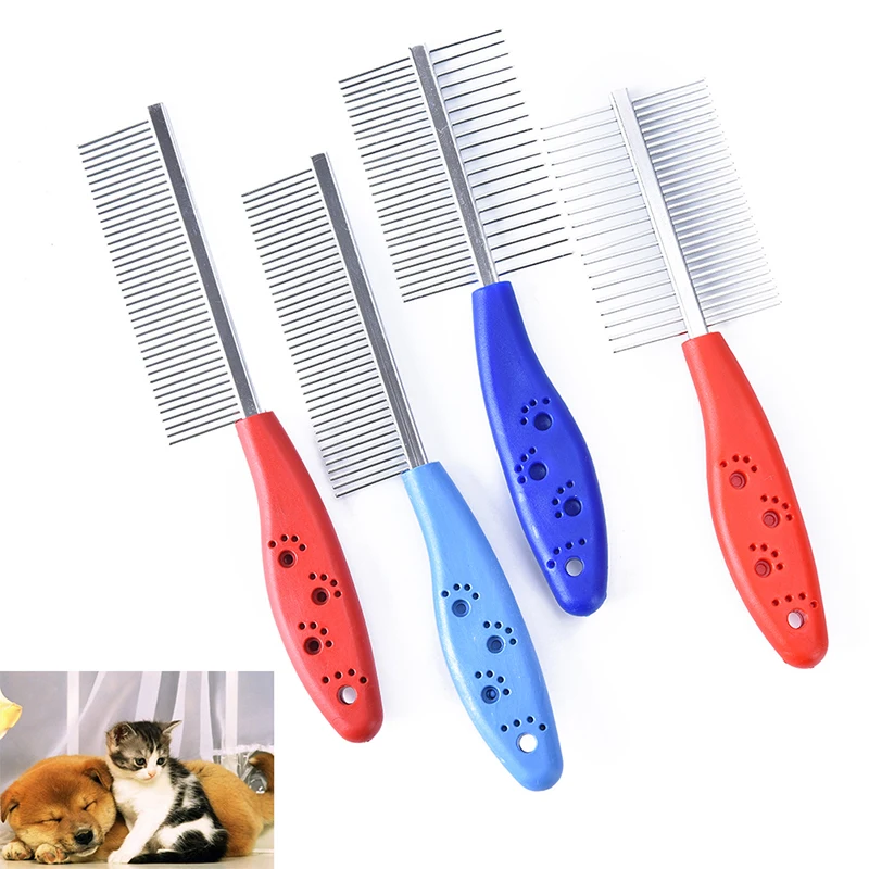 1Pc Metal Pet Cat Dog Trimmer Grooming Comb Brush Rake Hair Shedding Flea Blue Red | Дом и сад