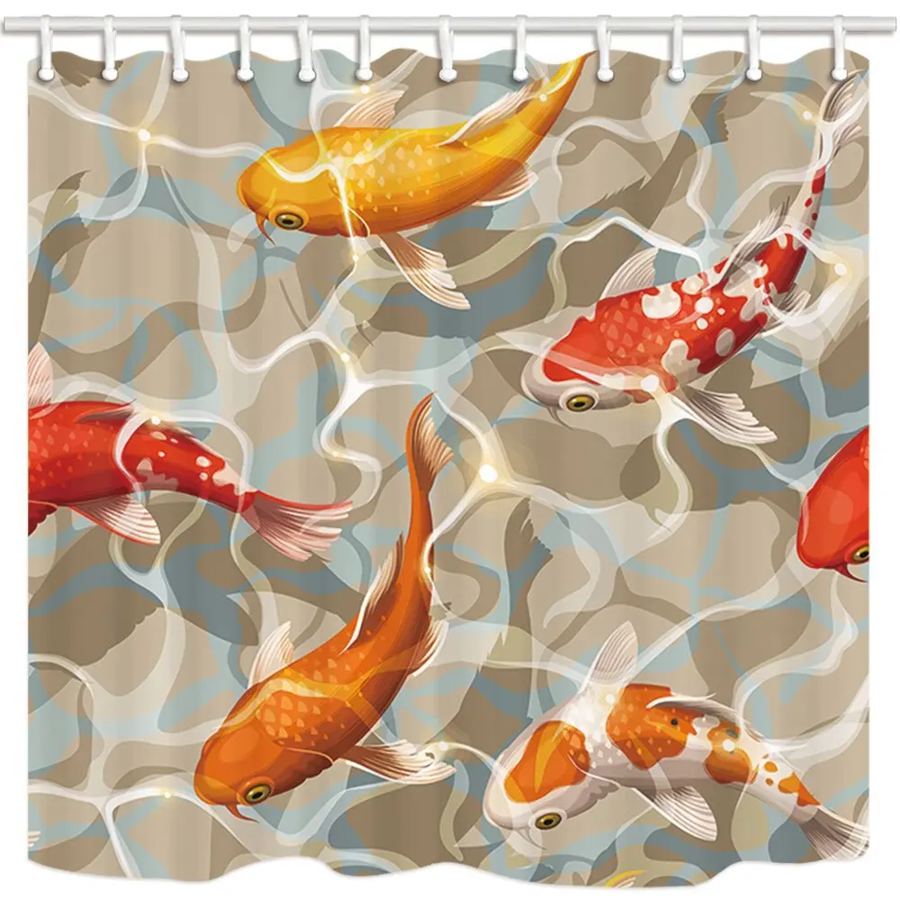 Varicolored Koi Fish занавеска для душа ванной комнаты океанская тропическая рыба