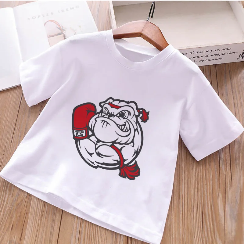 Harajuku Cartoon Cotton Girls Shirt New Fashion Vintage T Shirt Kid Cute Dog Animal Print Punk Rock Streetwear Boys Tshirts