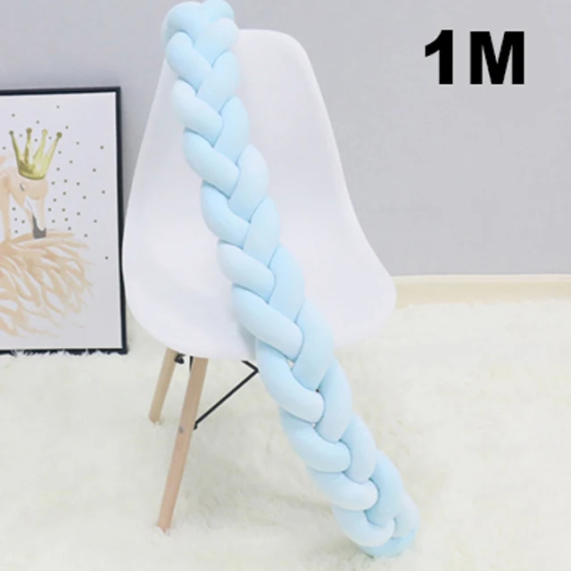 1M Blue 2 м цветной бампер для детской кровати чистый тканый плюшевый узел бампер для детской кроватки бортики защита для кроватки Декор детской комнаты - Цвет: 1M Blue
