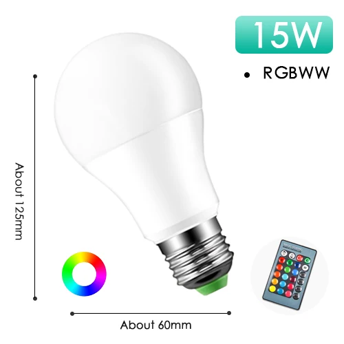 RGBWW 15W-remote Светодиодный RGB лампочка E27 светильник RGB RGBW RGBWW с регулируемой яркостью ИК-пульт дистанционного управления 5 Вт 10 Вт 15 Вт переменного тока 220 В яркая волшебная лампа для отдыха, бара, ночного клуба - Emitting Color: RGBWW 15W-remote