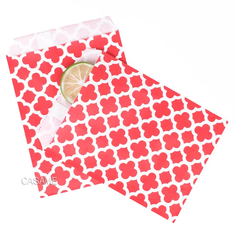 red honeycomb 13x18 Рекламные бумажные пакеты красочные шеврон лакомство Ремесло бумажные пищевые безопасные сумки вечерние сувениры лучшие подарочные пакеты для гостей - Цвет: red honeycomb 13x18