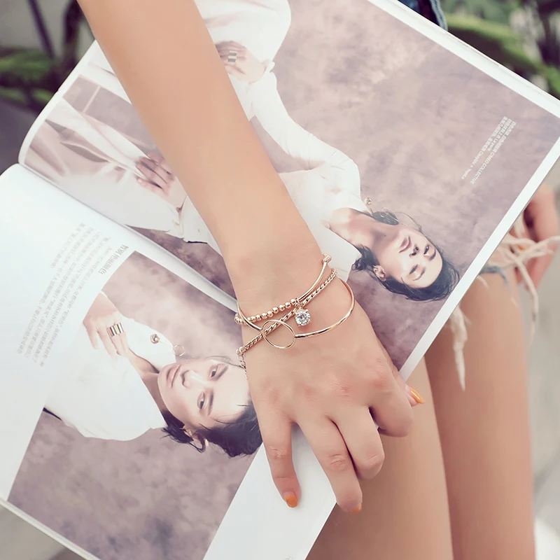 Браслет из трех частей для девушек с сердцем и холодным ветром женский простой