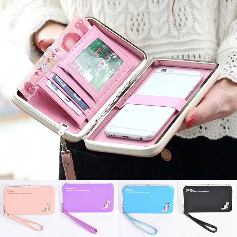 Хит милые женские кошельки длинные клатчи сумки чехол для телефона iPhone 6 Plus