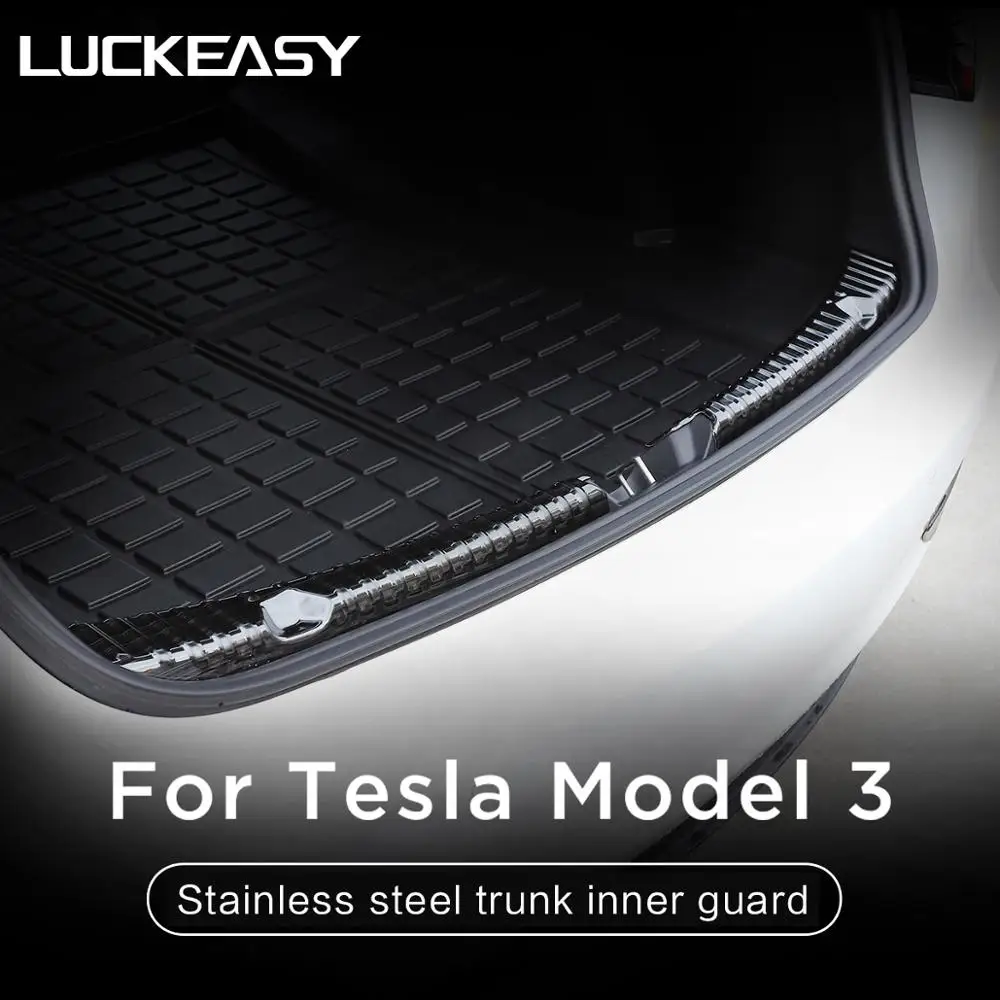 LUCKEASY внутренняя защита багажника из нержавеющей стали для Tesla Model 3 2017-2019 защитная