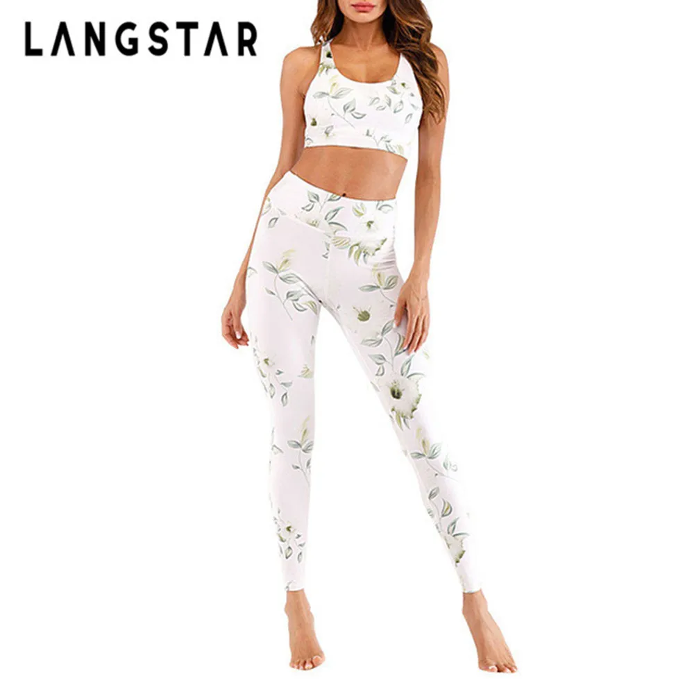 LANGSTAR спортивный костюм для Для женщин Йога набор Morning Glory с принтом спортивные
