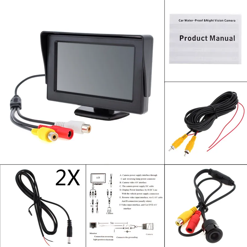 

4.3 Inch HD 480 x 234 Resolution 2-Channel Video Input TFT-LCD Car Monitor + HD CCD Waterproof Rear View Camera