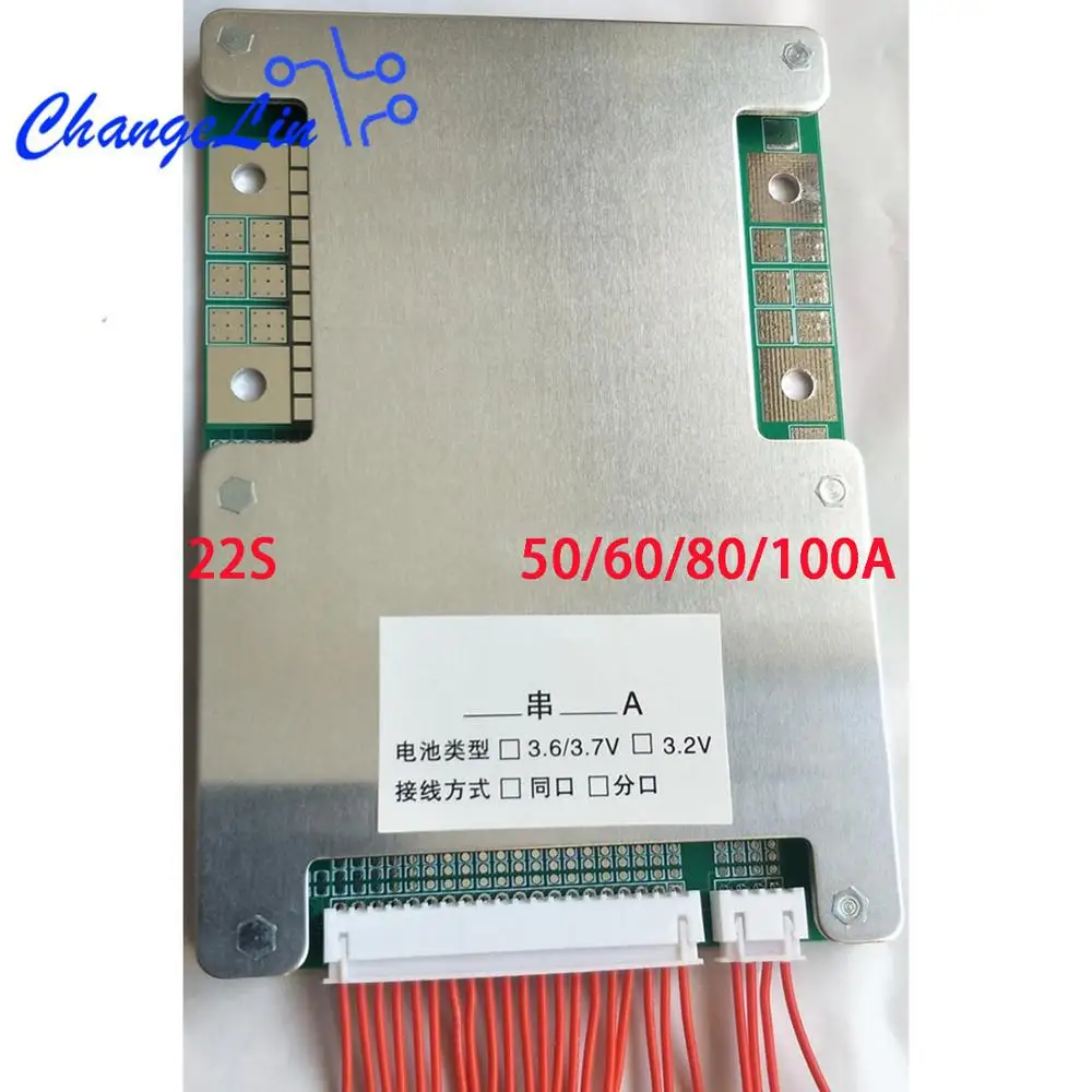 22S BMS 50A 60A 80A 100A литий ионная Lipo Lifepo4 литиевая батарея Защитная плата общий порт