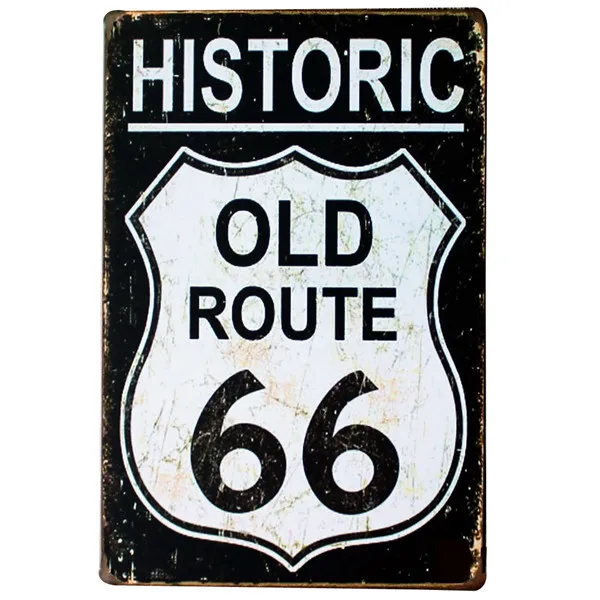 Ретро Настенный декор оловянные знаки Route 66 старинная дорога декоративные