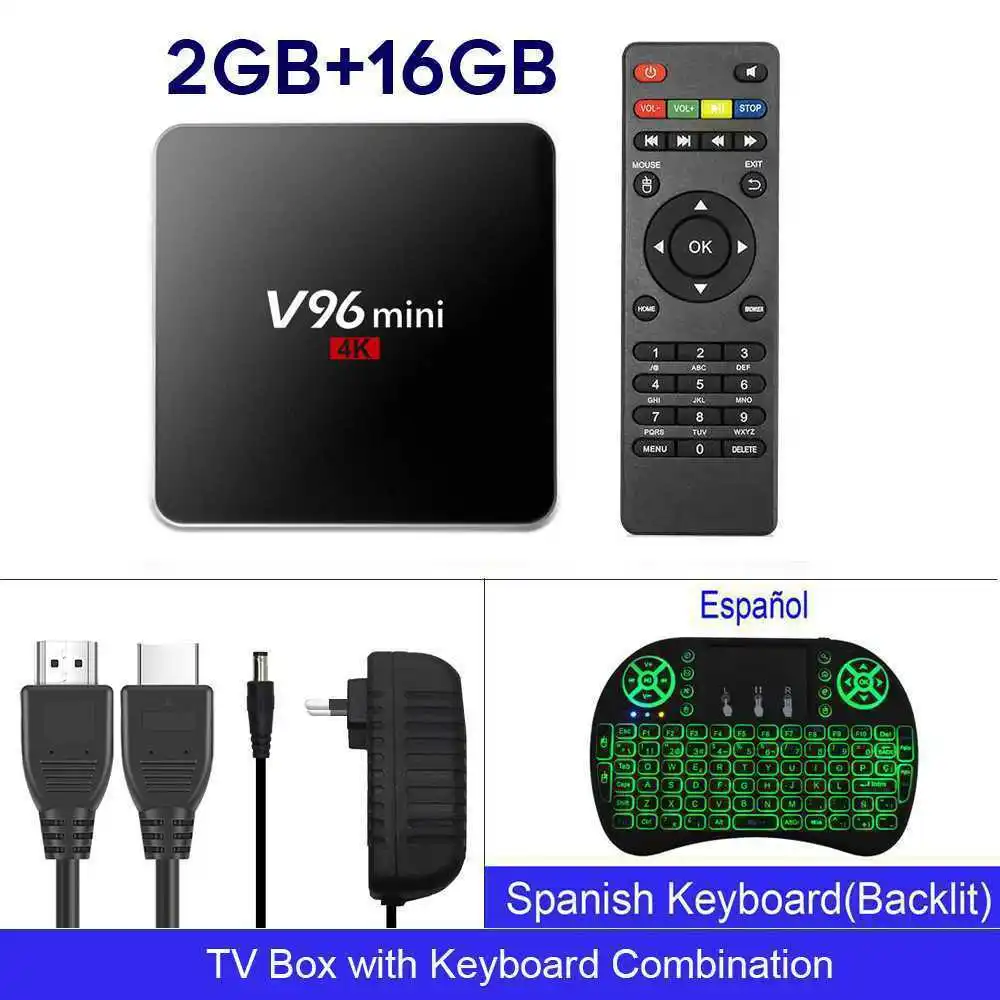 TV BOX-I8 ES V96 Мини Android 7,1 Smart tv Box 2 Гб 16 Гб IP tv BOX Allwinner H3 четырехъядерный H.265 4 K 1,5 ГГц WiFi медиаплеер приставка - Цвет: TV BOX-I8 ES