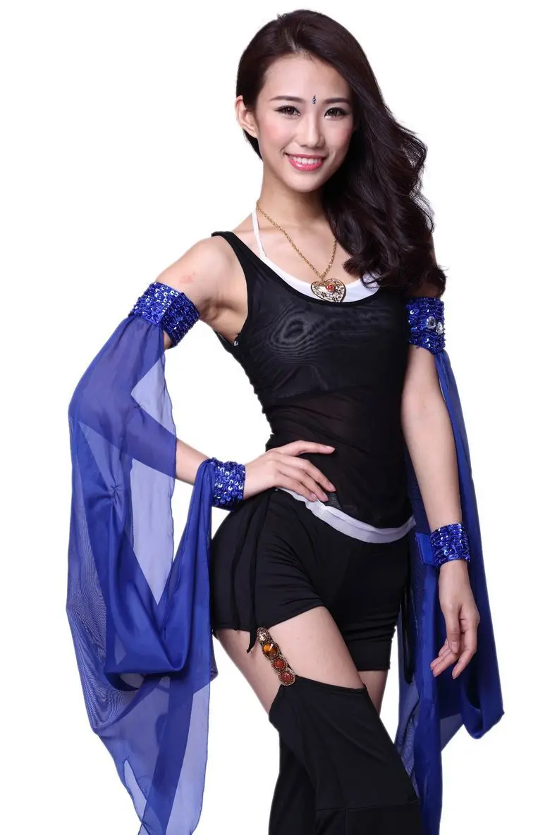 Belly Dance Clothes Lace Sequined Chiffon Sleeves Armband Arm Bicyclic Indian Accessories Sari Bellydance Costume Oriental | Тематическая