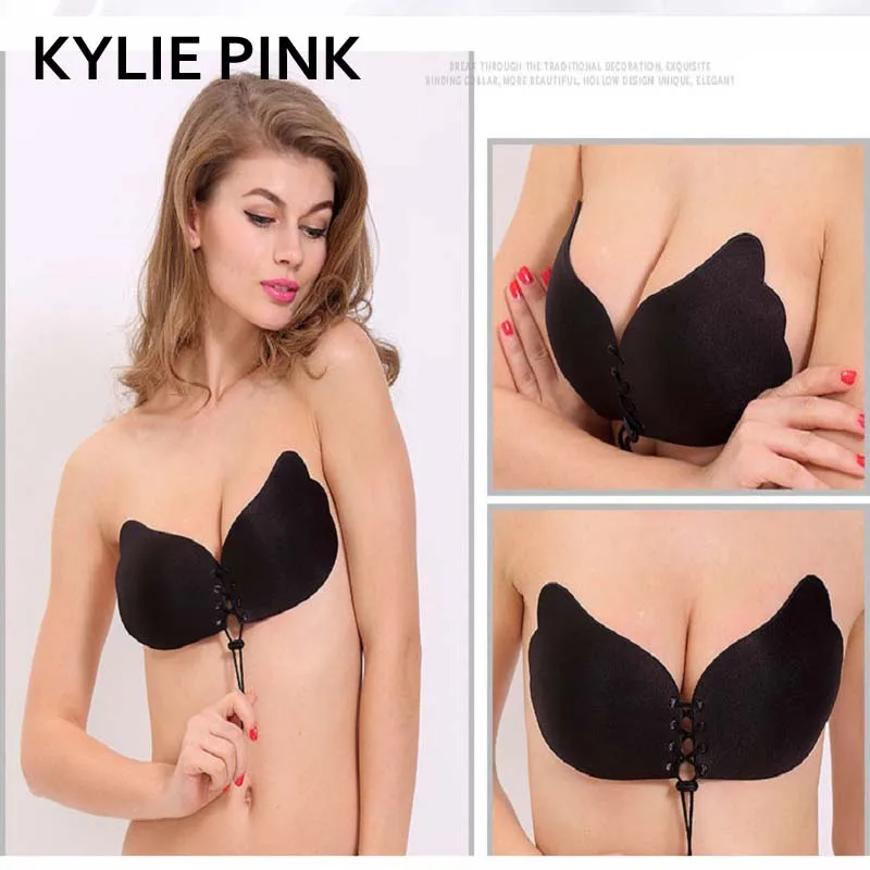 Женский бюстгальтер без бретелек KYLIE розовый однотонный силиконовый с эффектом