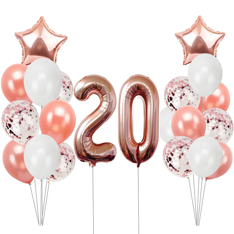 20 Розовое золото, От 1 до 6 лет воздушные шары на день рождения, украшения для вечеринки на день рождения, для детей и взрослых, 1st 2nd, 18, 21, 30, 40, 50, 60, товары для дня рождения - Цвет: 20