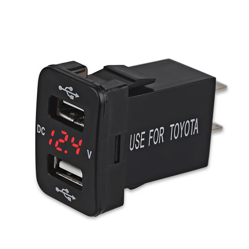 12V 4.2A Dual USB Автомобильное зарядное устройство адаптер питания для Toyota производство после 2013 2 порта USB разъем Вольтметр напряжения - Название цвета: Красный
