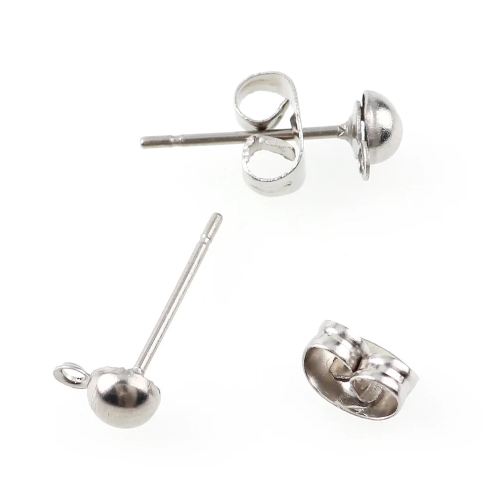 100 шт. серебристые металлические серьги гвоздики 4x6 мм|earring stopper|earring backssilver tone |