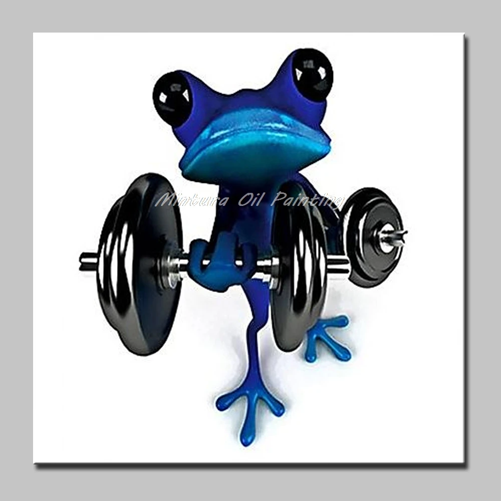 New! Large Hand Painted Modern Abstract Cartoon Animal Oil Painting On Canvas Music Frog Wall Art For Children's Room Home Decor - Цвет: MT160388