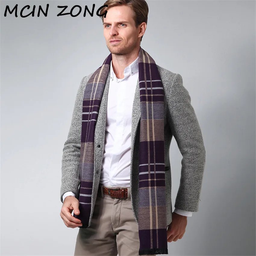 

Men Scarf Winter Autumn Man Scarves Wrap Shawl Thick Men's Scarf Warm Cotton Cashmere Wool Blended Knit Brushed Scarf