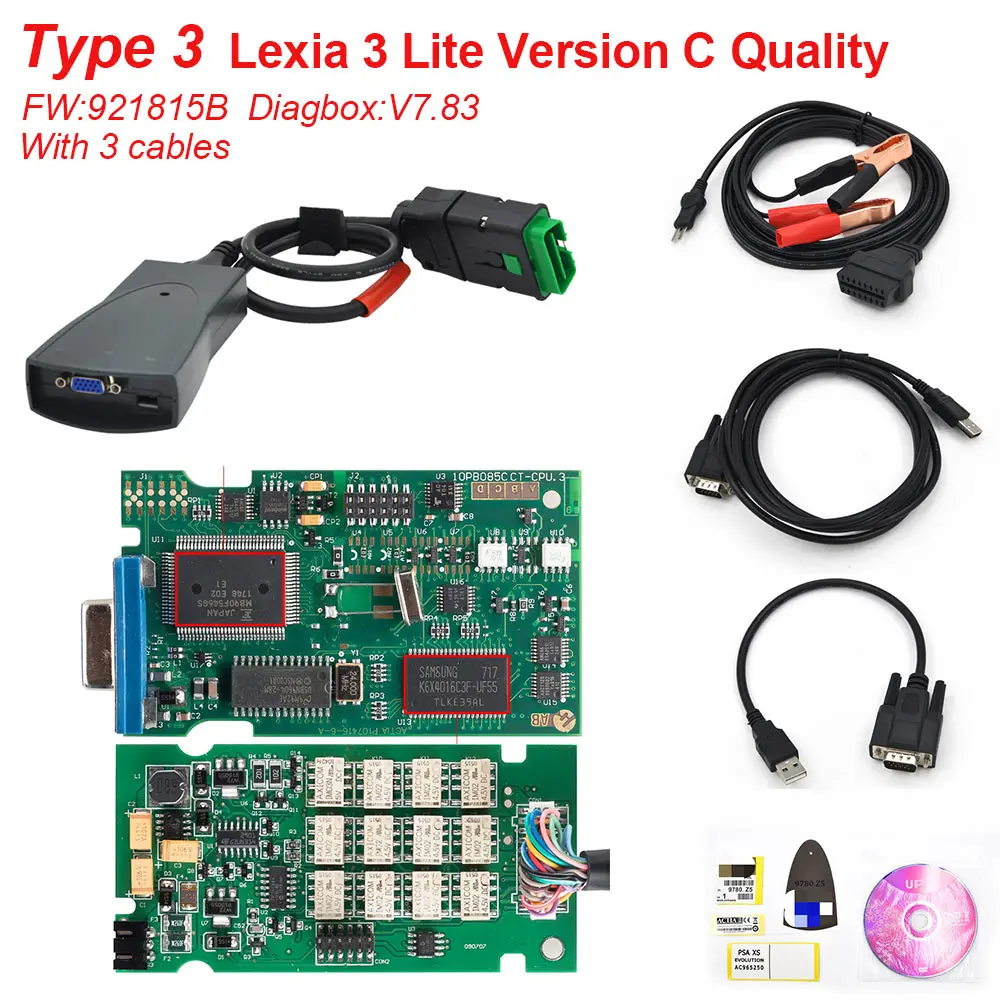 Lexia 3 полный чип FW 921815C Diagbox V7.83 для Citroen для peugeot V48/V25 lexia3 Авто OBD2 диагностический инструмент lexia3 PP2000 - Цвет: Lite C quality