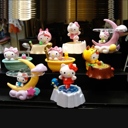 Новинка, ПВХ, для повседневной жизни, для ванной, луна, hello kitty, фигурка, милый аниме, сборная игрушка, детский подарок на день рождения, Рождество, полный набор, 8 стилей - Цвет: no colorbox pack