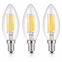led filament candle bulb 2w 4w 6w c35 warm white glass flame tip 220v e14 base 2700k for living room bedroom decoration