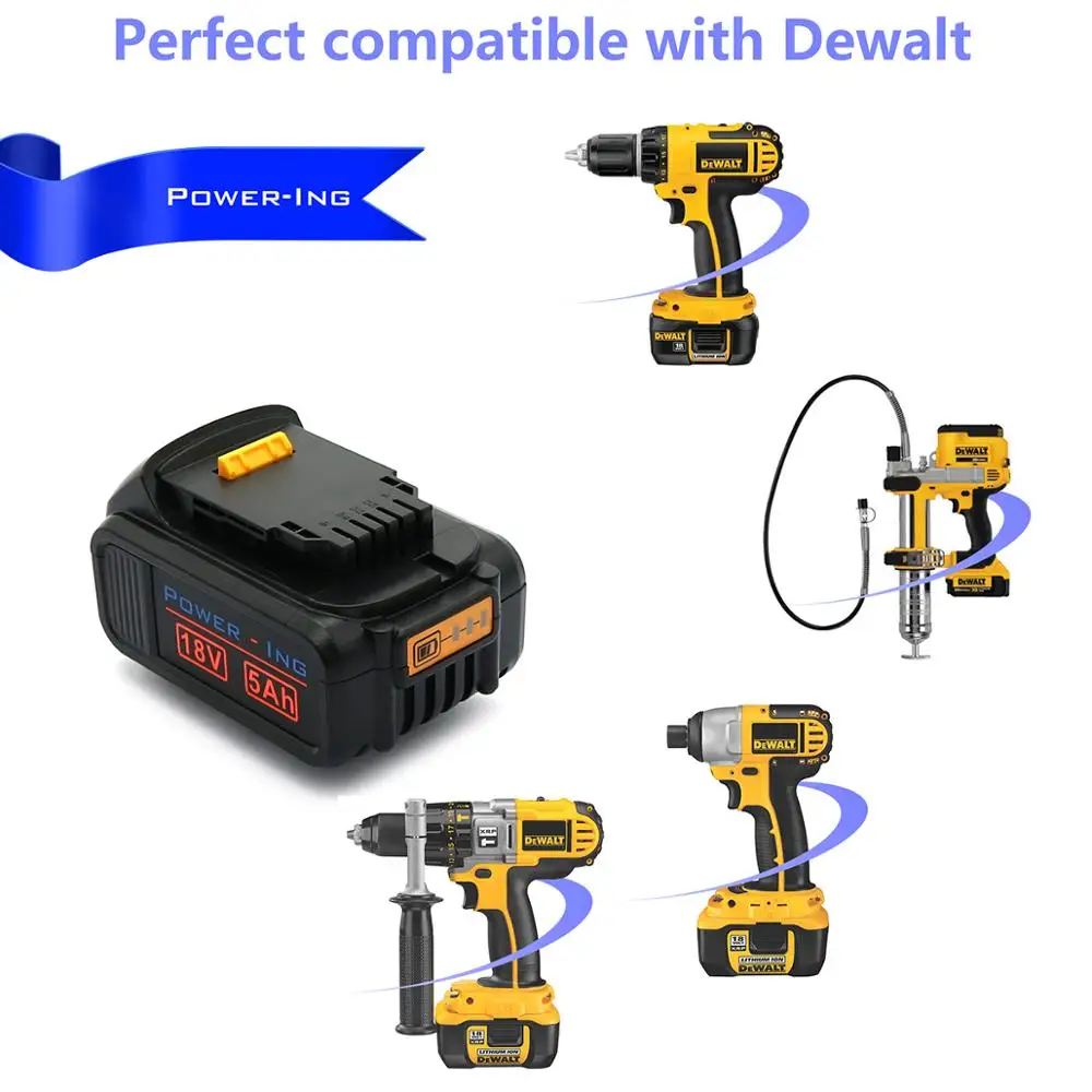 Для dewalt DCB200 18v 5ah литиевая запасная батарея для электроинструменты DCB180 DCB181 DCB182 DCB201