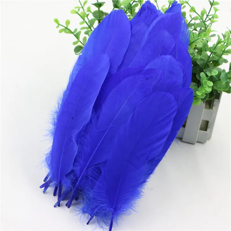 100 шт./лот DIY Королевский Синий гусиное перо окрашенные одиночные перья для