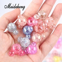 19mm acrylic rainbow crackle beads for jewelry making transparent colorful single hole mice hair dress accessory