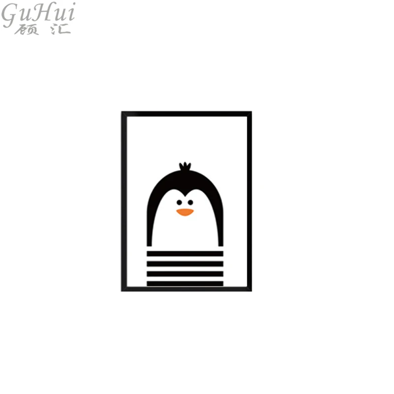 Nordic Cartoon Black And White Animals Elephant Bear Canvas Painting Penguin Cat Posters Prints Wall Pictures Kids Room Decor | Дом и сад