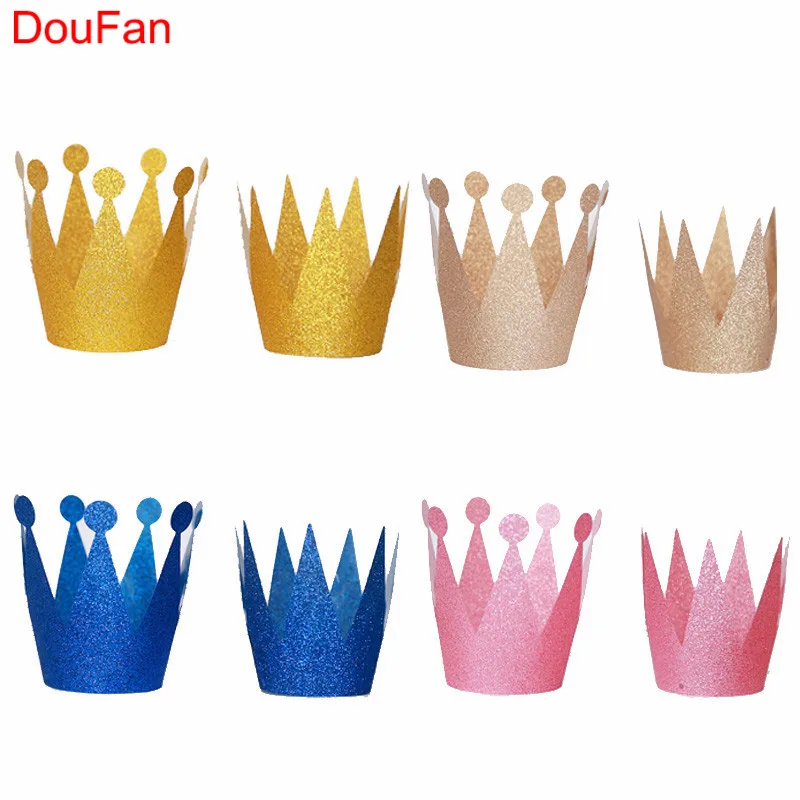 

DouFan 6 шт. Милая Корона блестящая золотая розовая шляпа принцессы принца искусственное вечерние шение для вечеринки Baby Shower принадлежности дл...