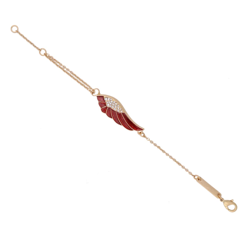 Fashion Women Jewelry Red Crystal Enamel Wing Bracelet Aliexpress Gold Color Chain Bracelet Accessories